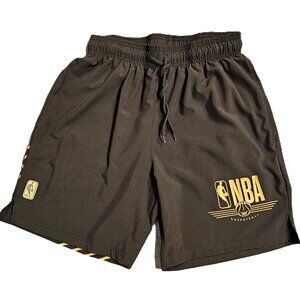 NBA Basketball Shorts Boys' S Black Gold Drawstring Pockets 7" Inseam Stretch